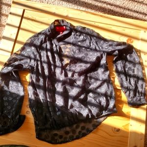 Jennifer Lopez Small Sheer Black on Black Pooka Dot Blouse.